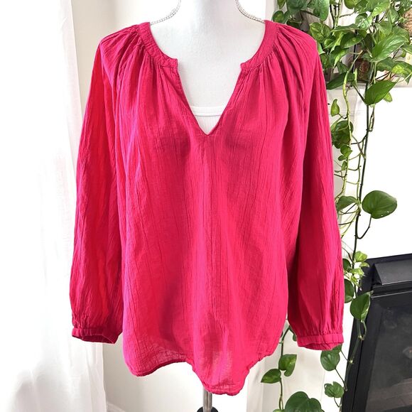Old Navy Tops - Old Navy Hot Pink *Barbiecore* Soft Lightweight Flowy Summer Blouse Festival XL